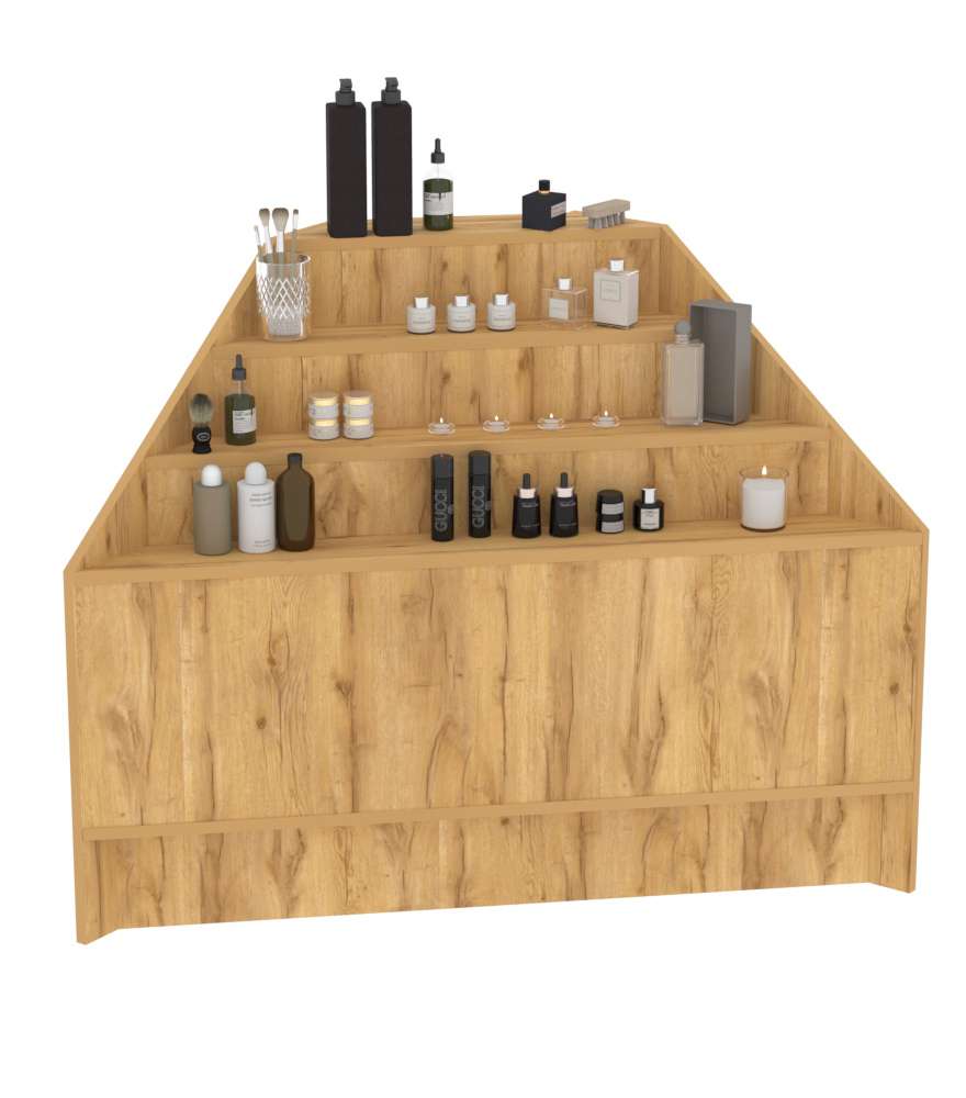 Прилавок-горка угловой №1А с четырьмя ступенями (внешний угол) Дуб Золотистый