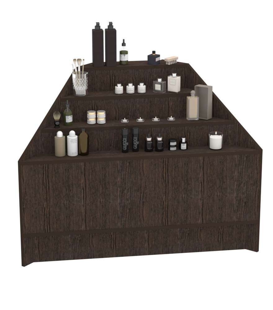 Прилавок-горка угловой №1А с четырьмя ступенями (внешний угол) Дуб Венге