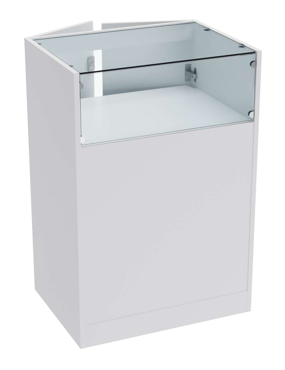 Прилавок из ДСП серии Тандем №2-600 малый со стеклянной крышкой и дверками Серый