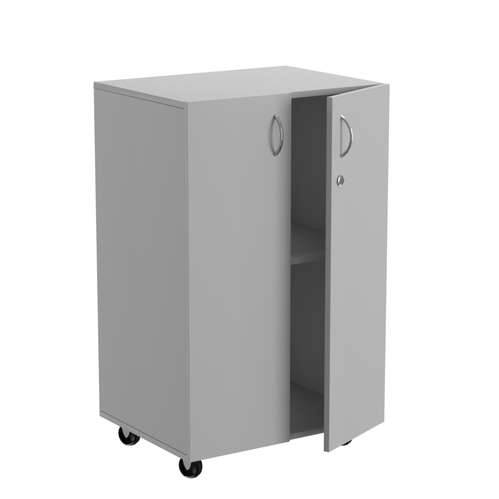 Прилавок из ДСП серии Тандем №13 на металлических колесах с дверками Серый