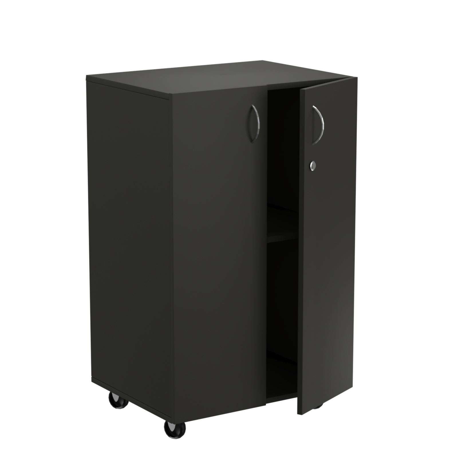 Прилавок из ДСП серии Тандем №13 на металлических колесах с дверками Черный