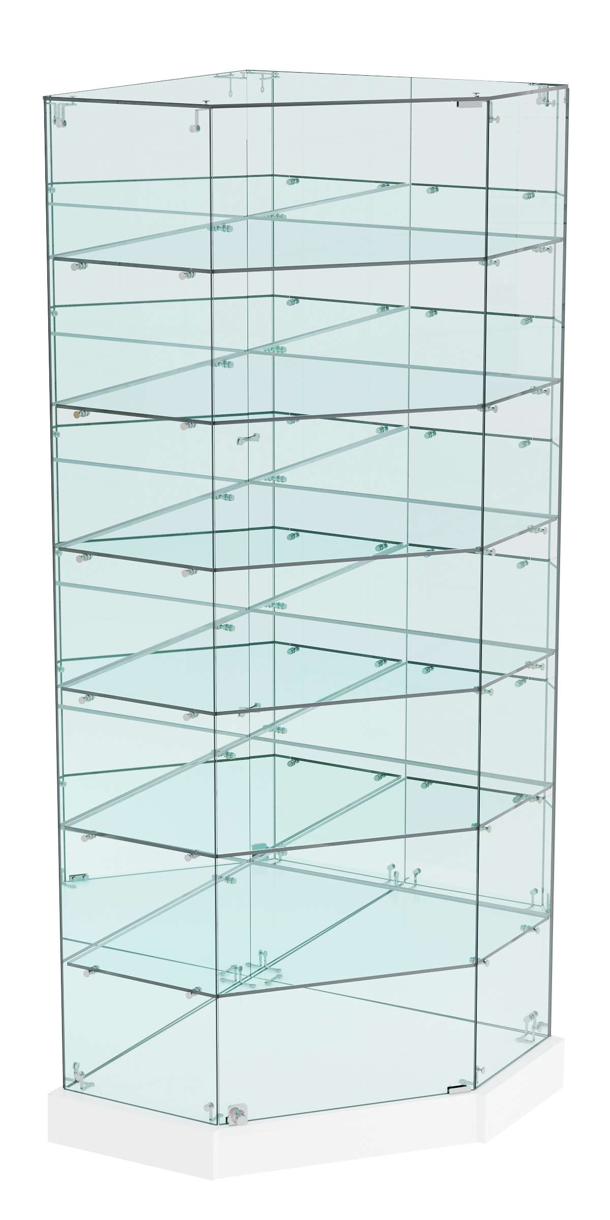 Витрина Хит продаж угловая №311 (закрытая, задние стенки - зеркало) Белый