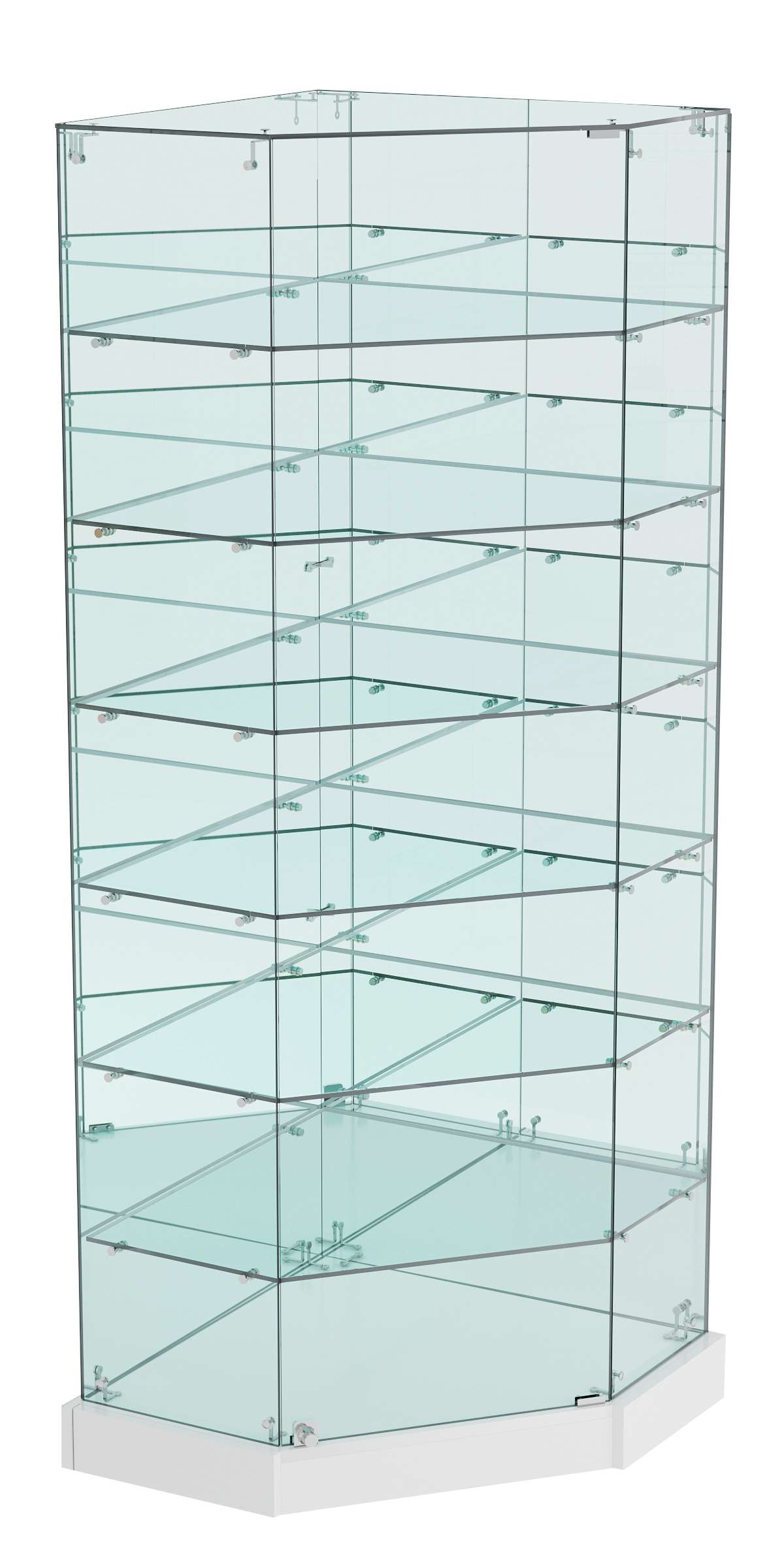 Витрина Хит продаж угловая №311 (закрытая, задние стенки - зеркало) Серый