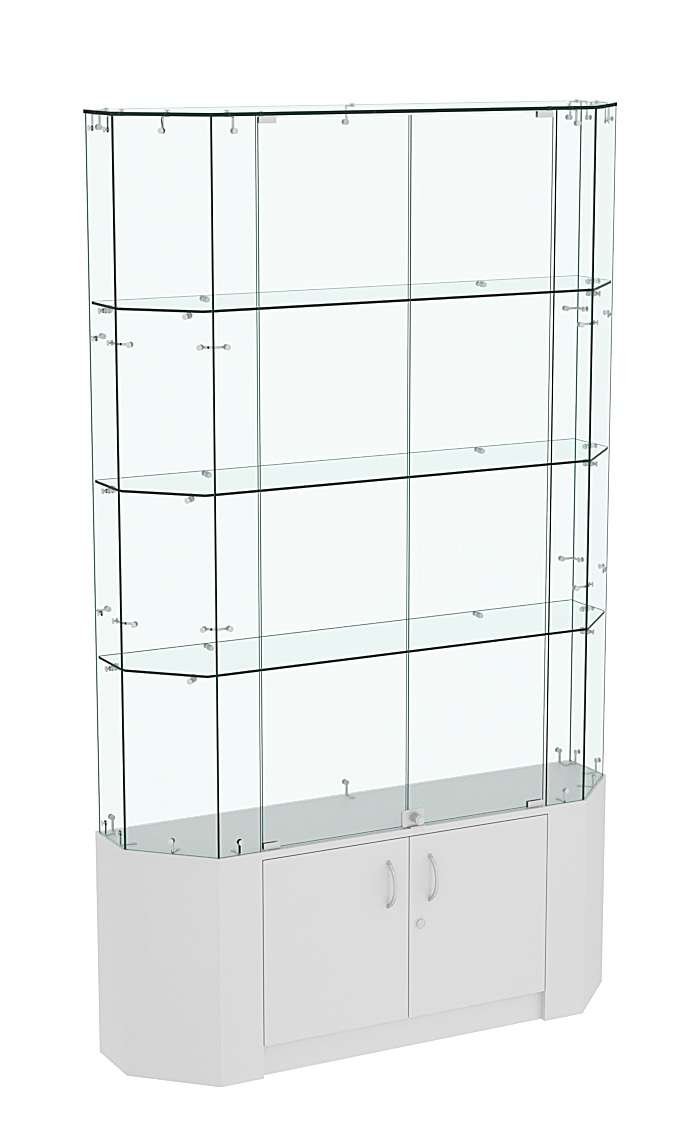 Торговая стеклянная витрина Истра со скошенным фасадом прозрачная №405 Серый