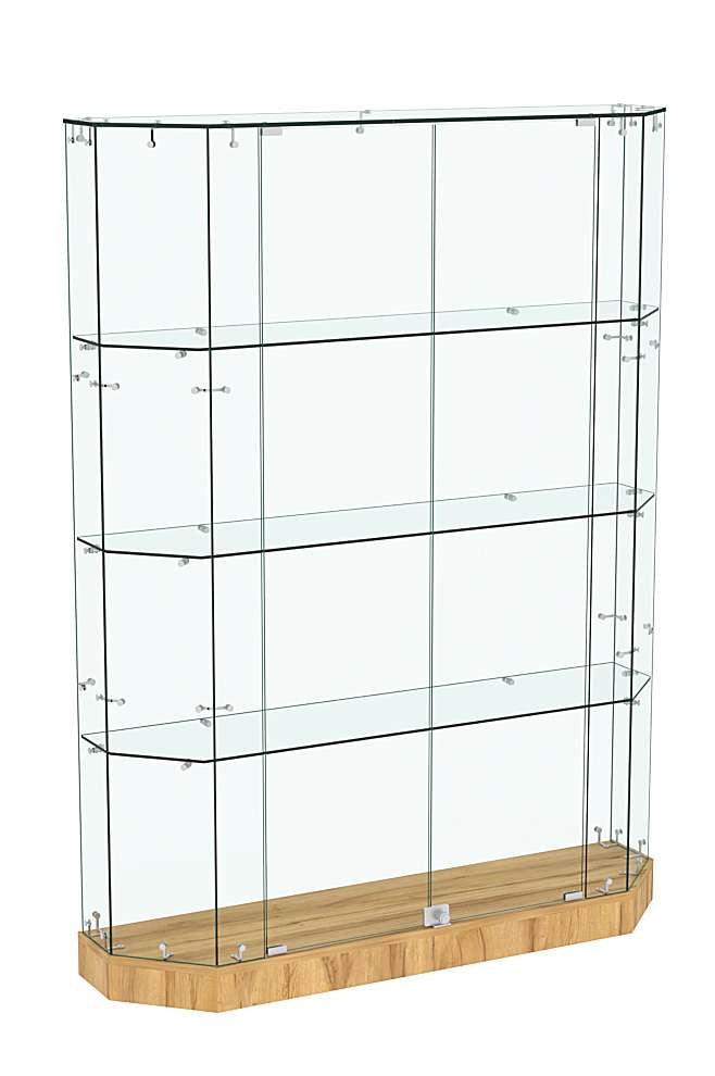 Торговая стеклянная витрина Хит Продаж со скошенным фасадом прозрачная №409 Дуб Золотистый