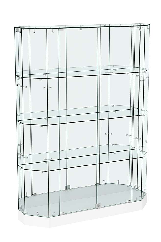 Торговая стеклянная витрина Хит Продаж со скошенным фасадом зеркальная №411 Белый