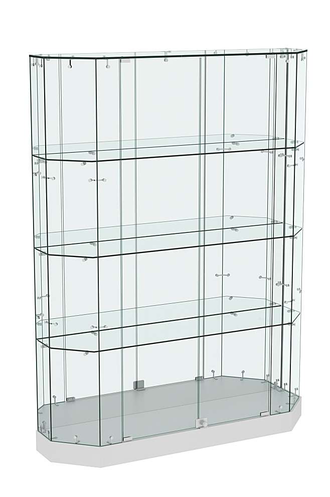 Торговая стеклянная витрина Хит Продаж со скошенным фасадом зеркальная №411 Серый