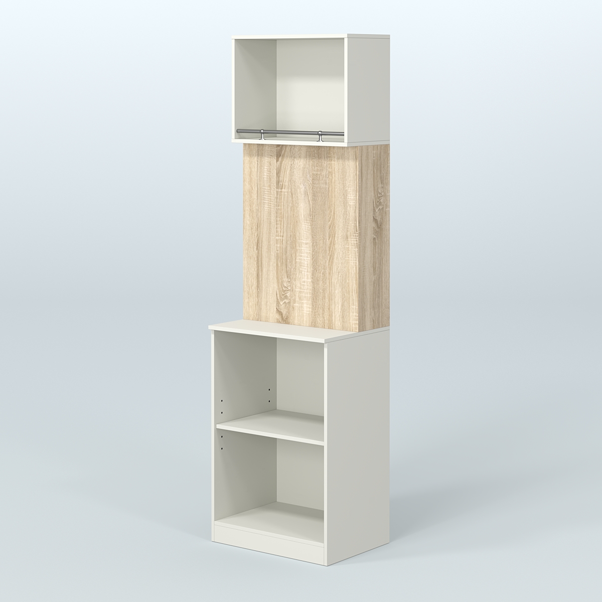 Специализи- рованный узкий стеллаж из ДСП под врезные краны для магазина разливного пива и рыбы BEER&FISH-СПД-01-600 Белый + Дуб Сонома