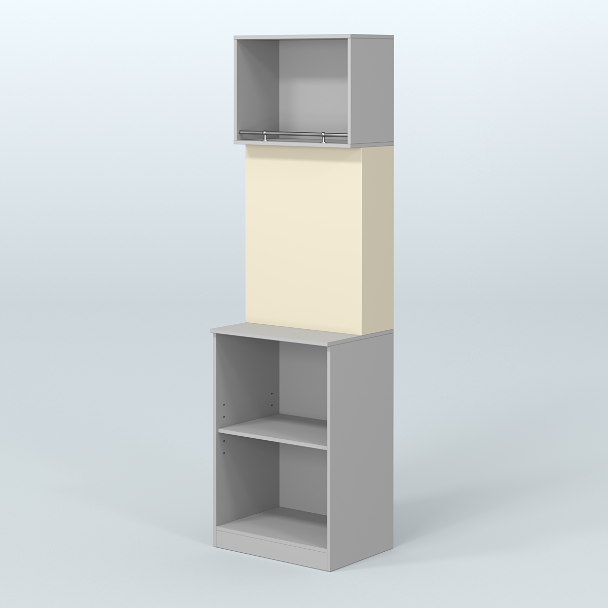 Специализи- рованный узкий стеллаж из ДСП под врезные краны для магазина разливного пива и рыбы BEER&FISH-СПД-01-600 Серый + Крем Вайс