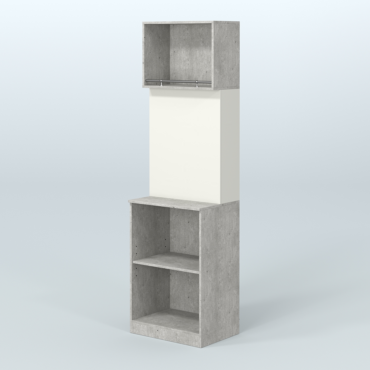 Специализи- рованный узкий стеллаж из ДСП под врезные краны для магазина разливного пива и рыбы BEER&FISH-СПД-01-600 Метрополитан Грей + Белый