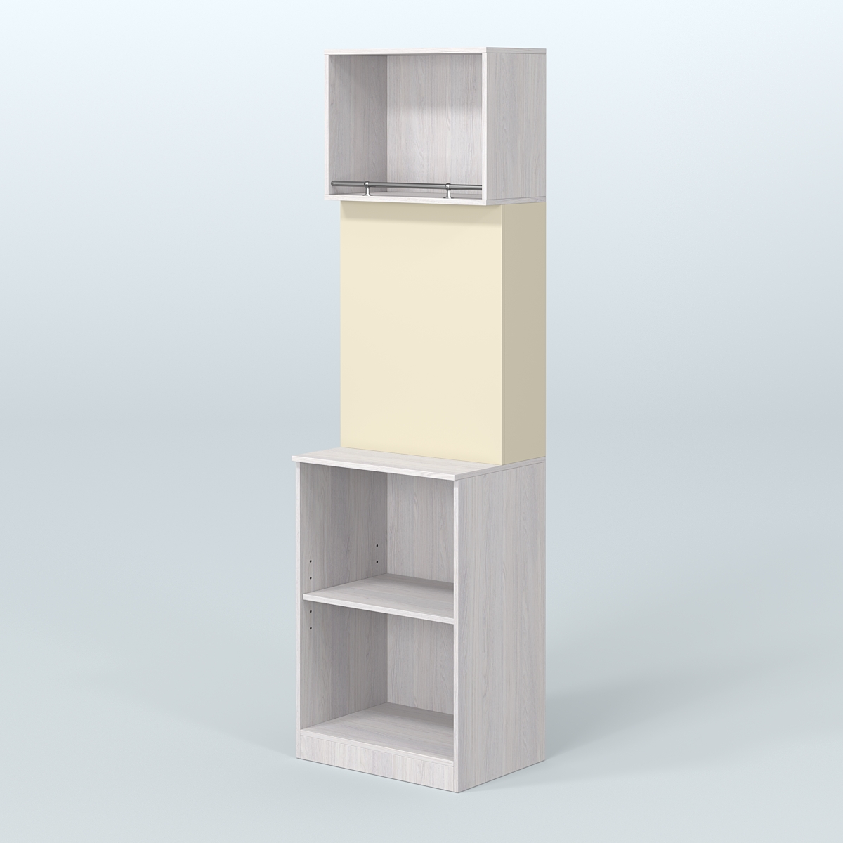 Специализи- рованный узкий стеллаж из ДСП под врезные краны для магазина разливного пива и рыбы BEER&FISH-СПД-01-600 Ясень Анкор светлый и Крем Вайс