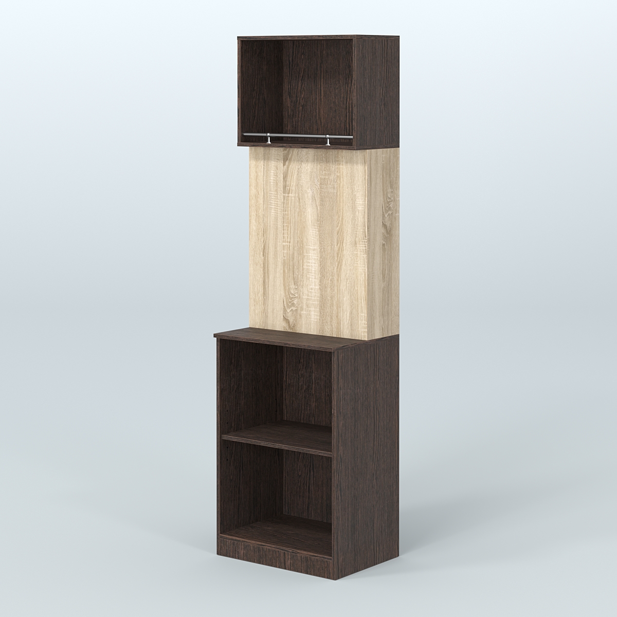 Специализи- рованный узкий стеллаж из ДСП под врезные краны для магазина разливного пива и рыбы BEER&FISH-СПД-01-600 Дуб Венге + Дуб Сонома