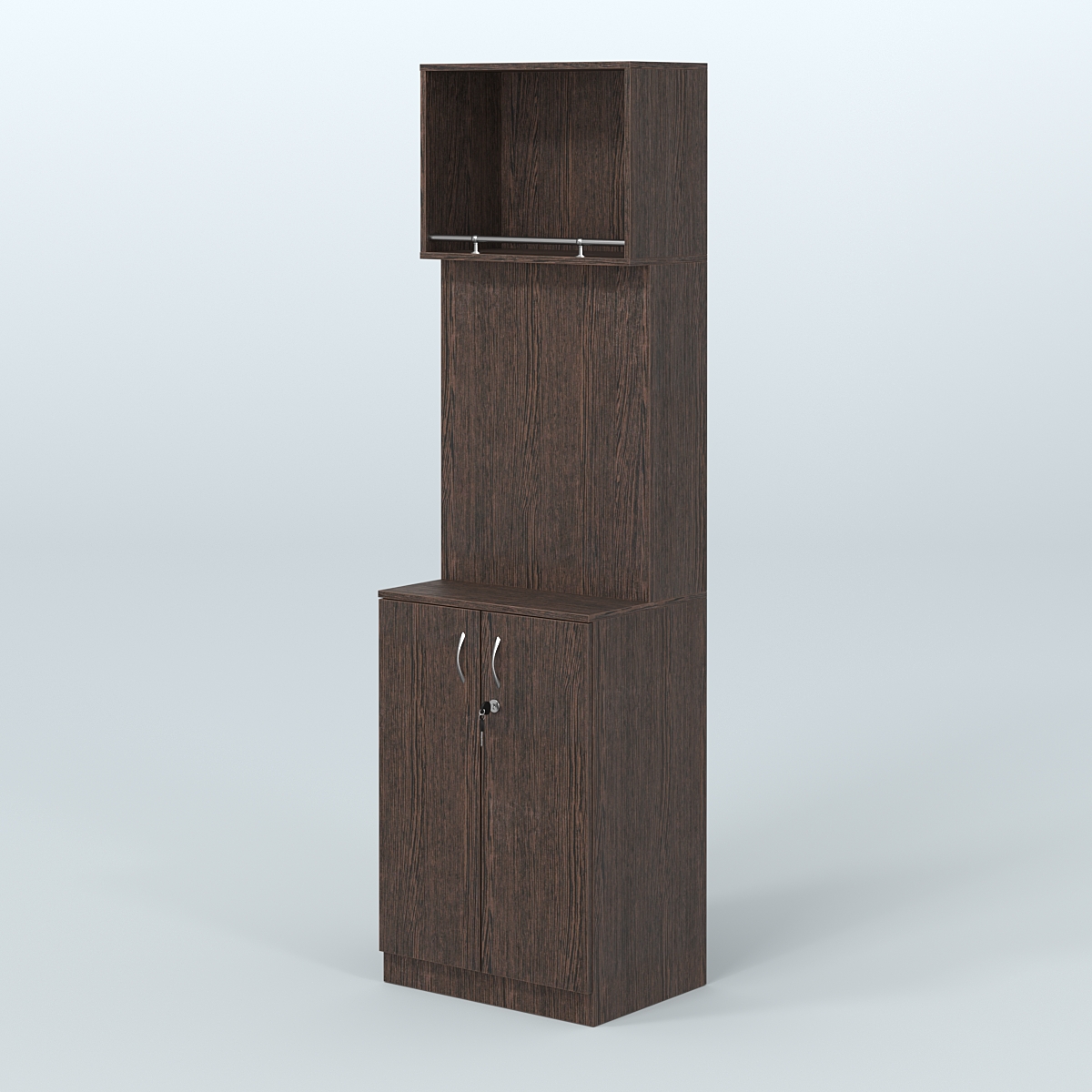 Специализи- рованный стеллаж из ДСП под врезные краны с распашными дверьми в магазин разливного пива и рыбы BEER&FISH-СПД-02-600 Дуб Венге