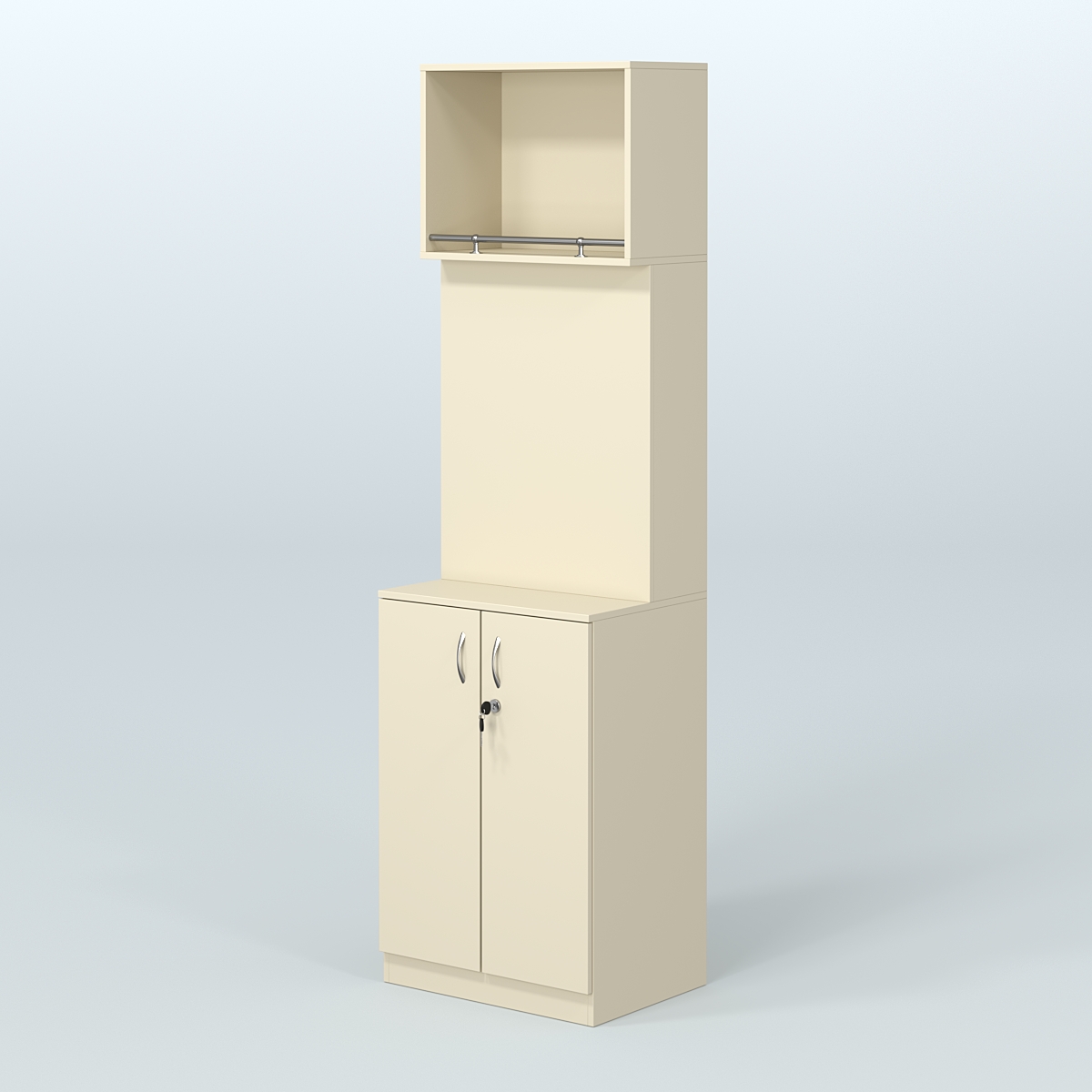 Специализи- рованный стеллаж из ДСП под врезные краны с распашными дверьми в магазин разливного пива и рыбы BEER&FISH-СПД-02-600 Крем Вайс