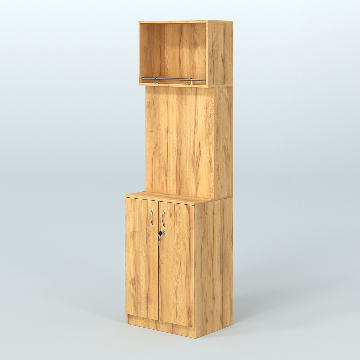 Специализи- рованный стеллаж из ДСП под врезные краны с распашными дверьми в магазин разливного пива и рыбы BEER&FISH-СПД-02-600 Дуб Золотистый