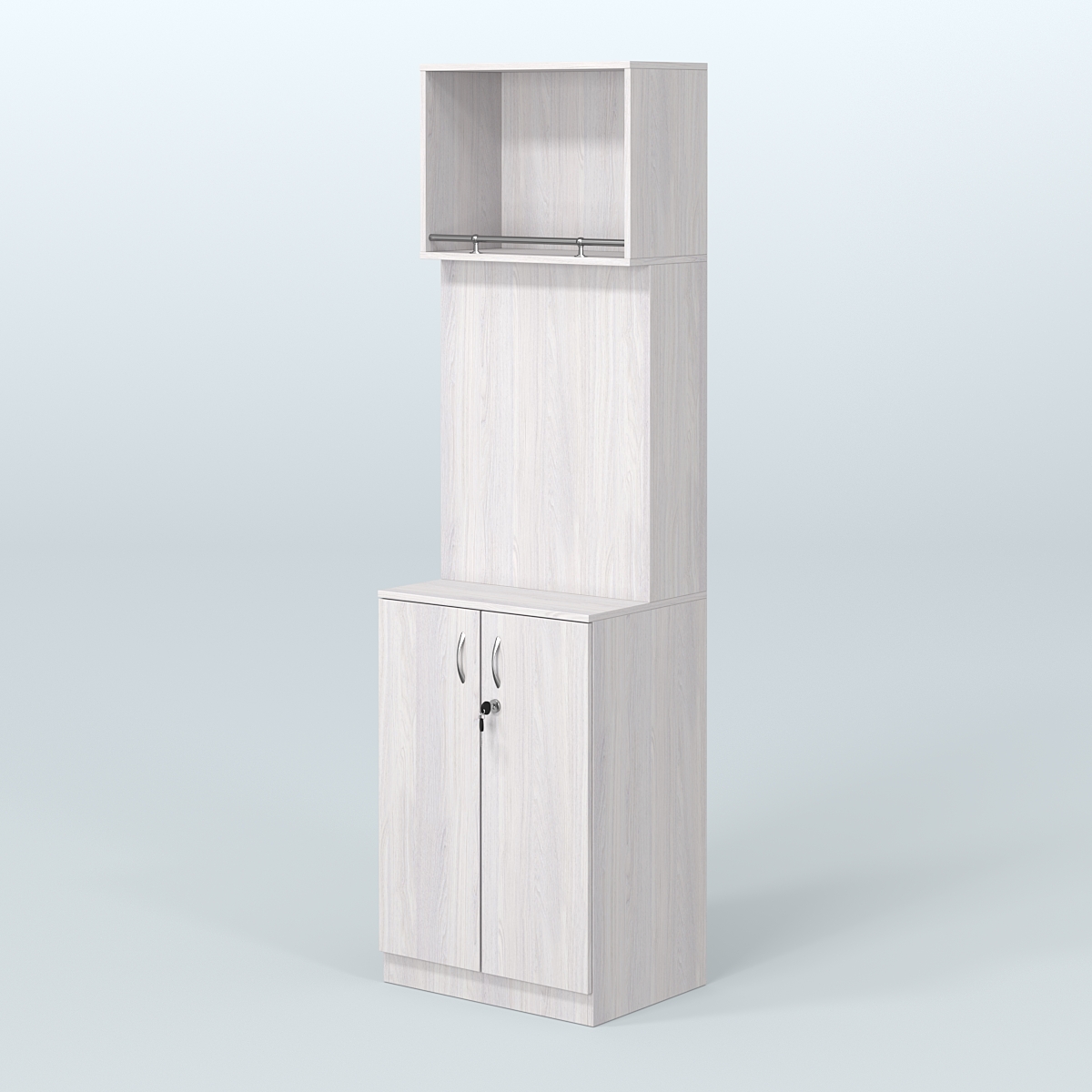 Специализи- рованный стеллаж из ДСП под врезные краны с распашными дверьми в магазин разливного пива и рыбы BEER&FISH-СПД-02-600 Ясень Анкор светлый