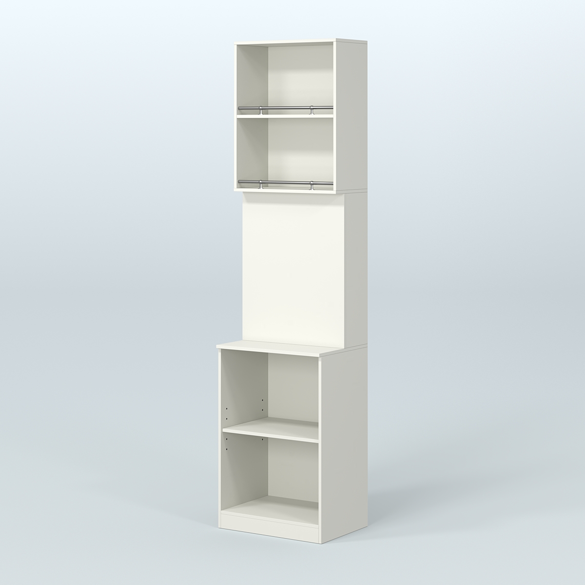 Специализи- рованный стеллаж из ДСП под врезные краны с высокой антресолью для магазина разливного пива и рыбы BEER&FISH-СПД-03-600 Белый