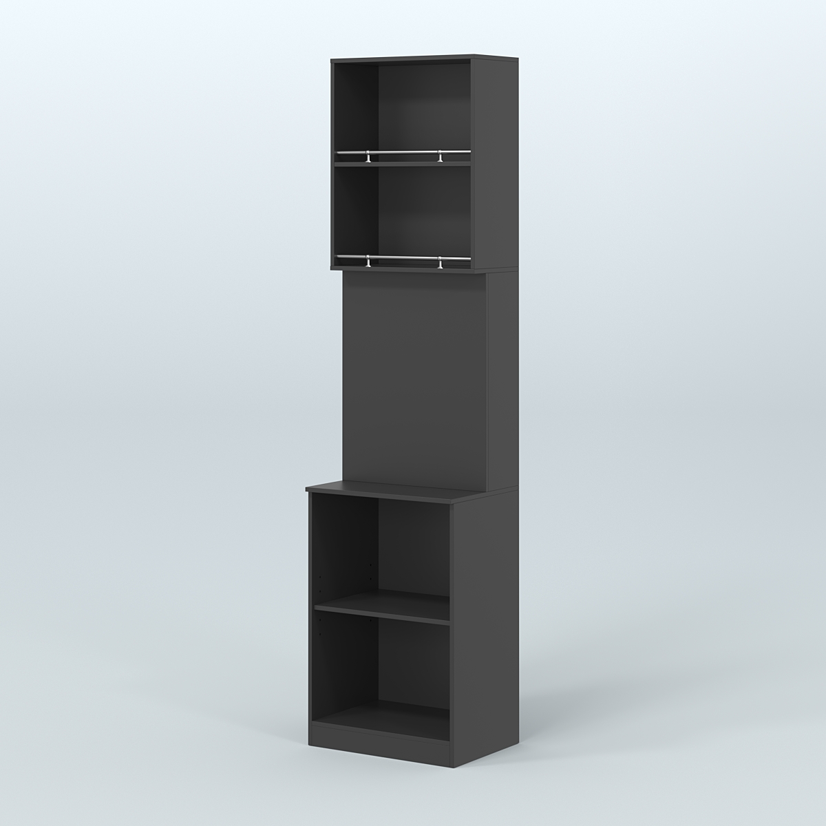 Специализи- рованный стеллаж из ДСП под врезные краны с высокой антресолью для магазина разливного пива и рыбы BEER&FISH-СПД-03-600 Черный