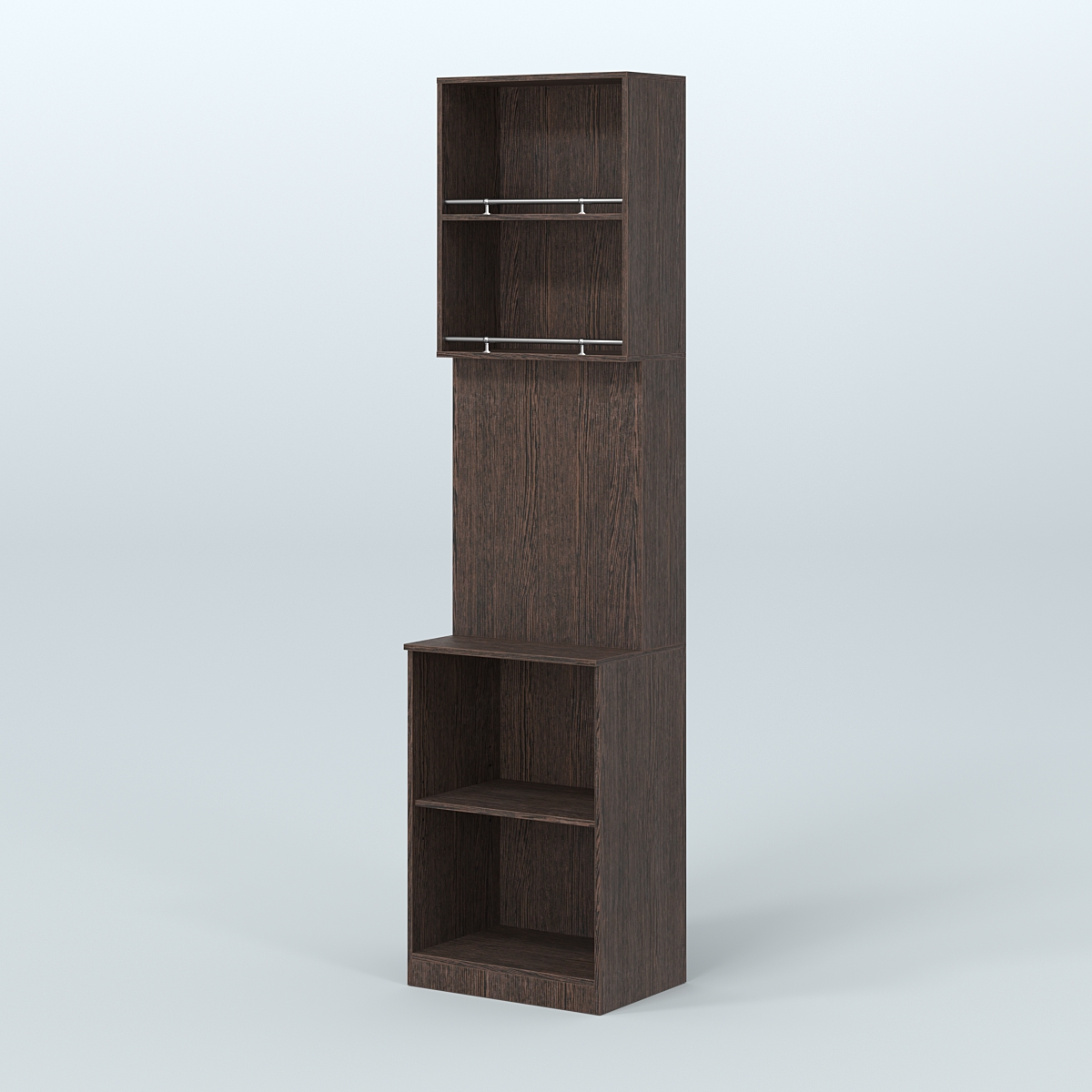 Специализи- рованный стеллаж из ДСП под врезные краны с высокой антресолью для магазина разливного пива и рыбы BEER&FISH-СПД-03-600 Дуб Венге