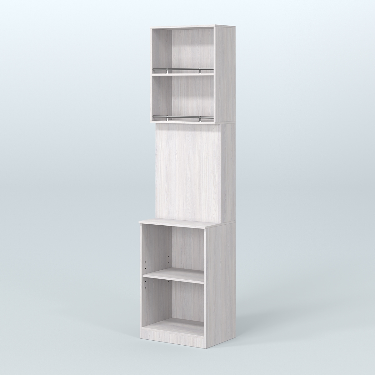 Специализи- рованный стеллаж из ДСП под врезные краны с высокой антресолью для магазина разливного пива и рыбы BEER&FISH-СПД-03-600 Ясень Анкор светлый