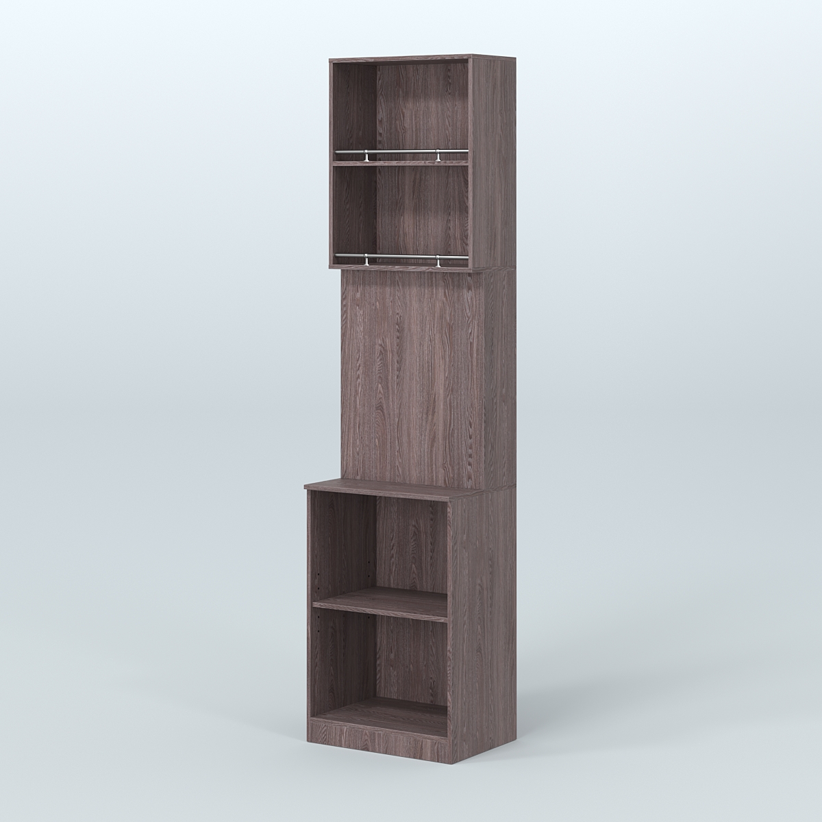 Специализи- рованный стеллаж из ДСП под врезные краны с высокой антресолью для магазина разливного пива и рыбы BEER&FISH-СПД-03-600 Ясень Анкор темный