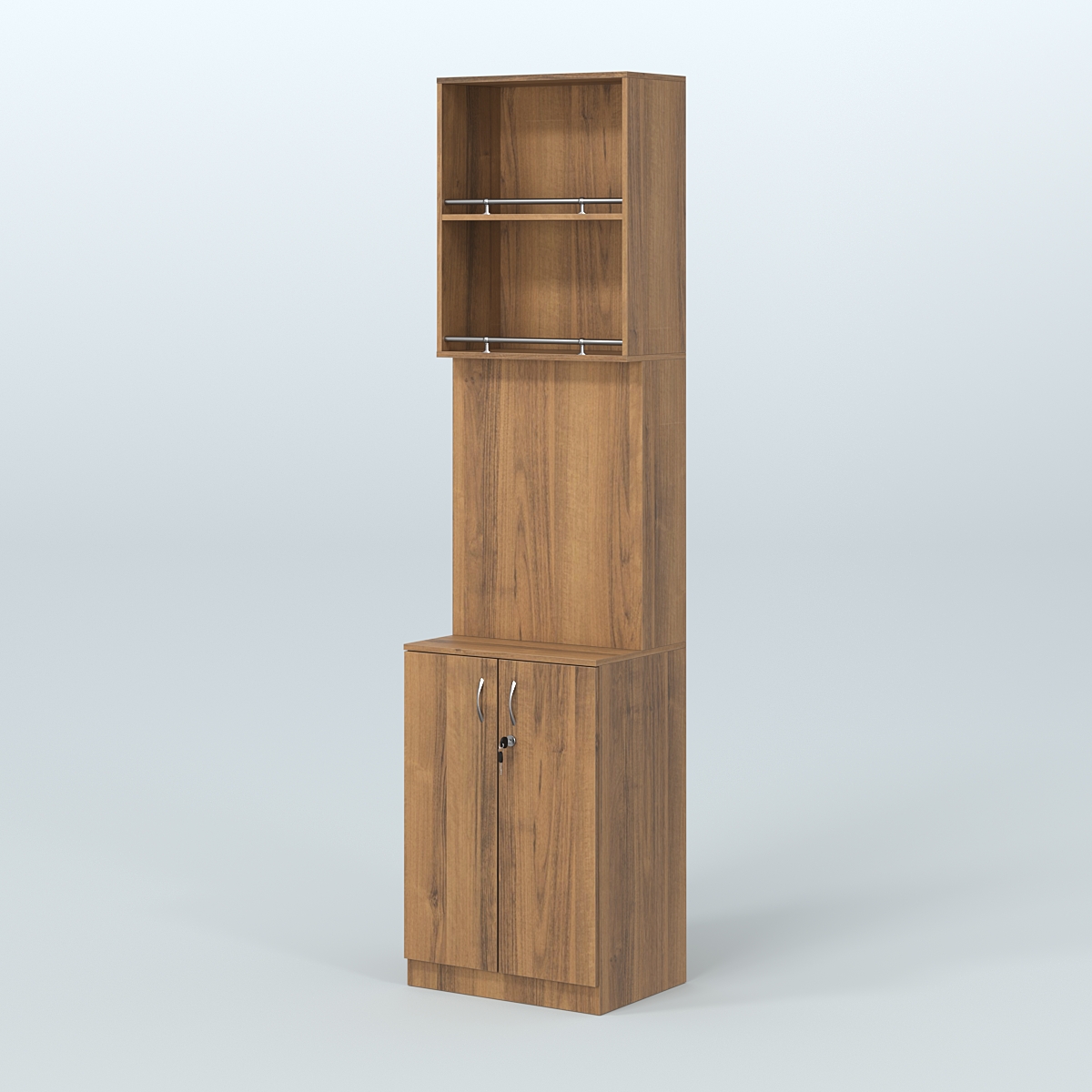 Специализи- рованный стеллаж из ДСП с панелью под врезные краны для магазина разливного пива и рыбы BEER&FISH-СПД-04-600 Орех