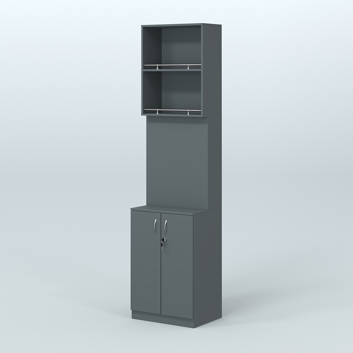 Специализи- рованный стеллаж из ДСП с панелью под врезные краны для магазина разливного пива и рыбы BEER&FISH-СПД-04-600 Темно-Серый