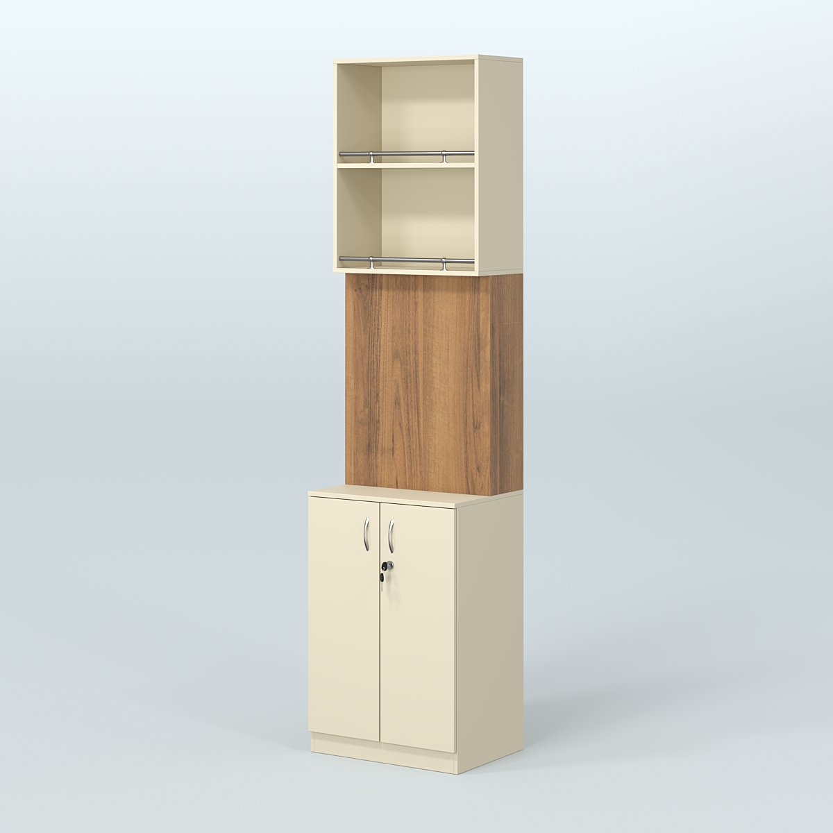 Специализи- рованный стеллаж из ДСП с панелью под врезные краны для магазина разливного пива и рыбы BEER&FISH-СПД-04-600 Крем Вайс + Орех