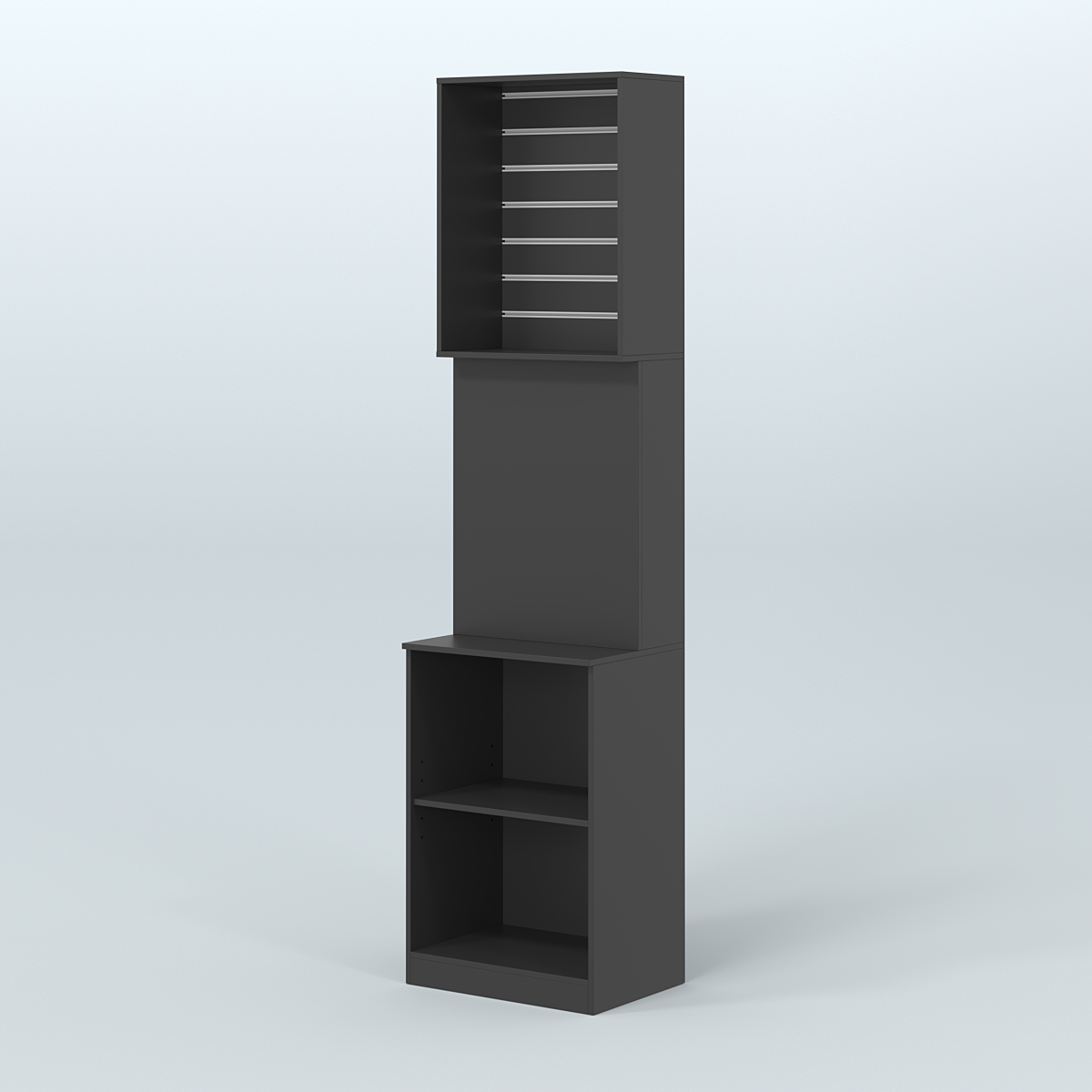 Специализи- рованный стеллаж из ДСП под врезные краны с высокой антресолью для продажи разливного пива и рыбы BEER&FISH-СПД-05 Черный