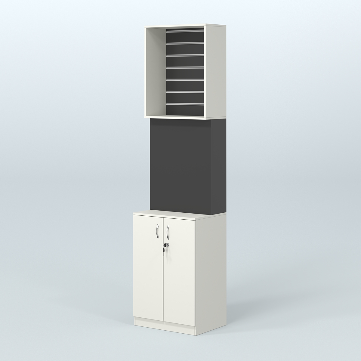 Специализи- рованный стеллаж из ДСП под врезные краны с высоким накопителем узкой конструкции для магазина разливного пива и рыбы BEER&FISH-СПД-06-600 Белый и Черный