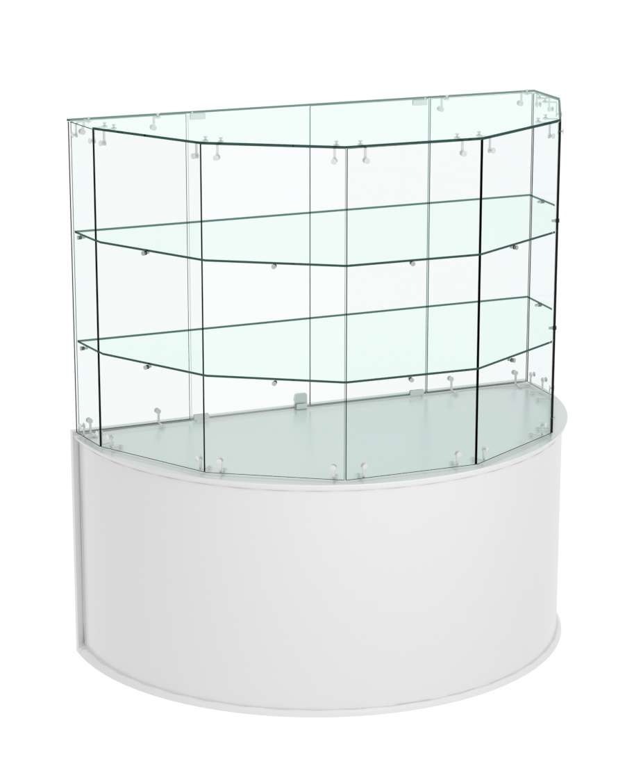 Стеклянный прилавок СЛИМ №4 радиусный Серый