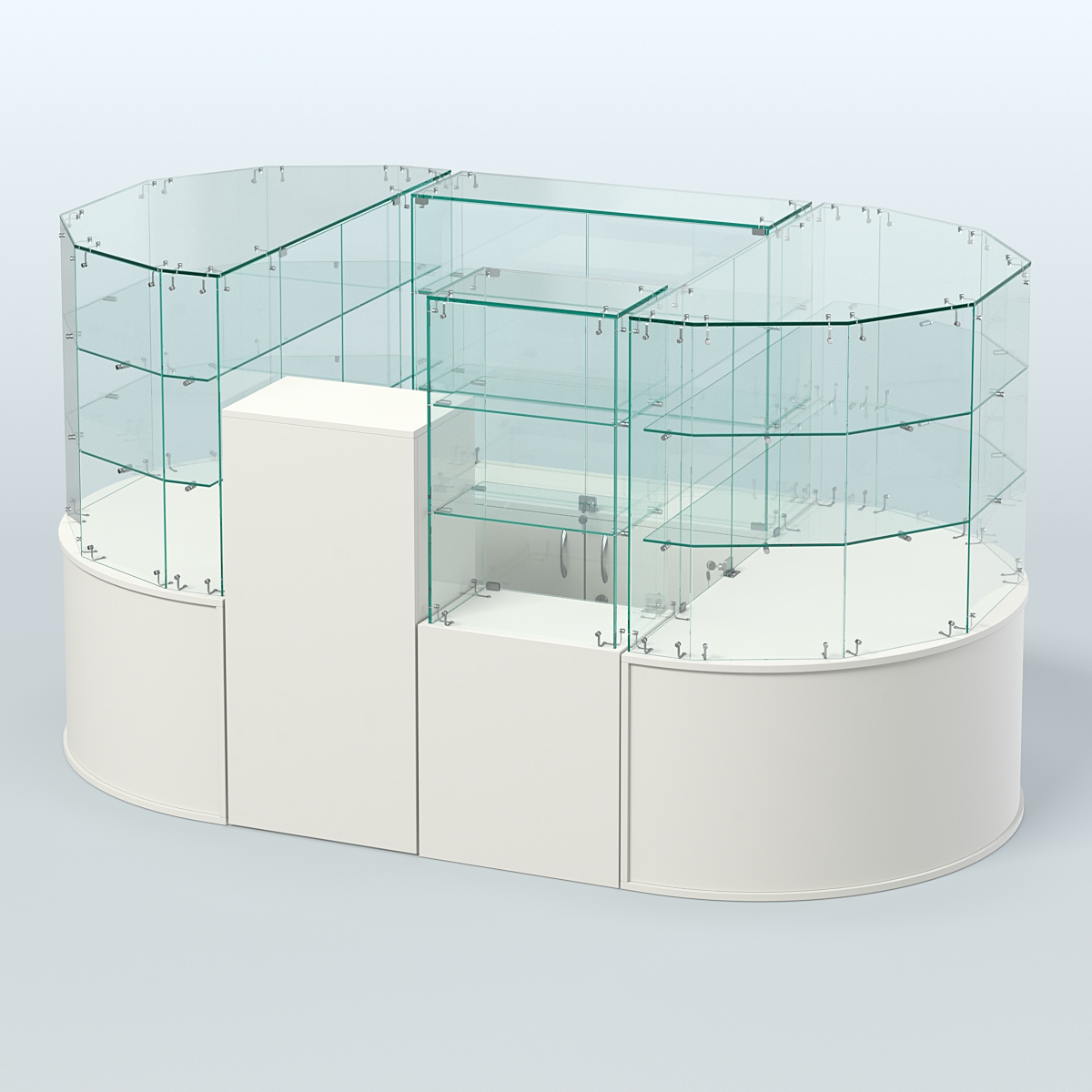 Круглый стеклянный островок-павильон серии КОЛЬЦО с радиусными углами №1 Белый