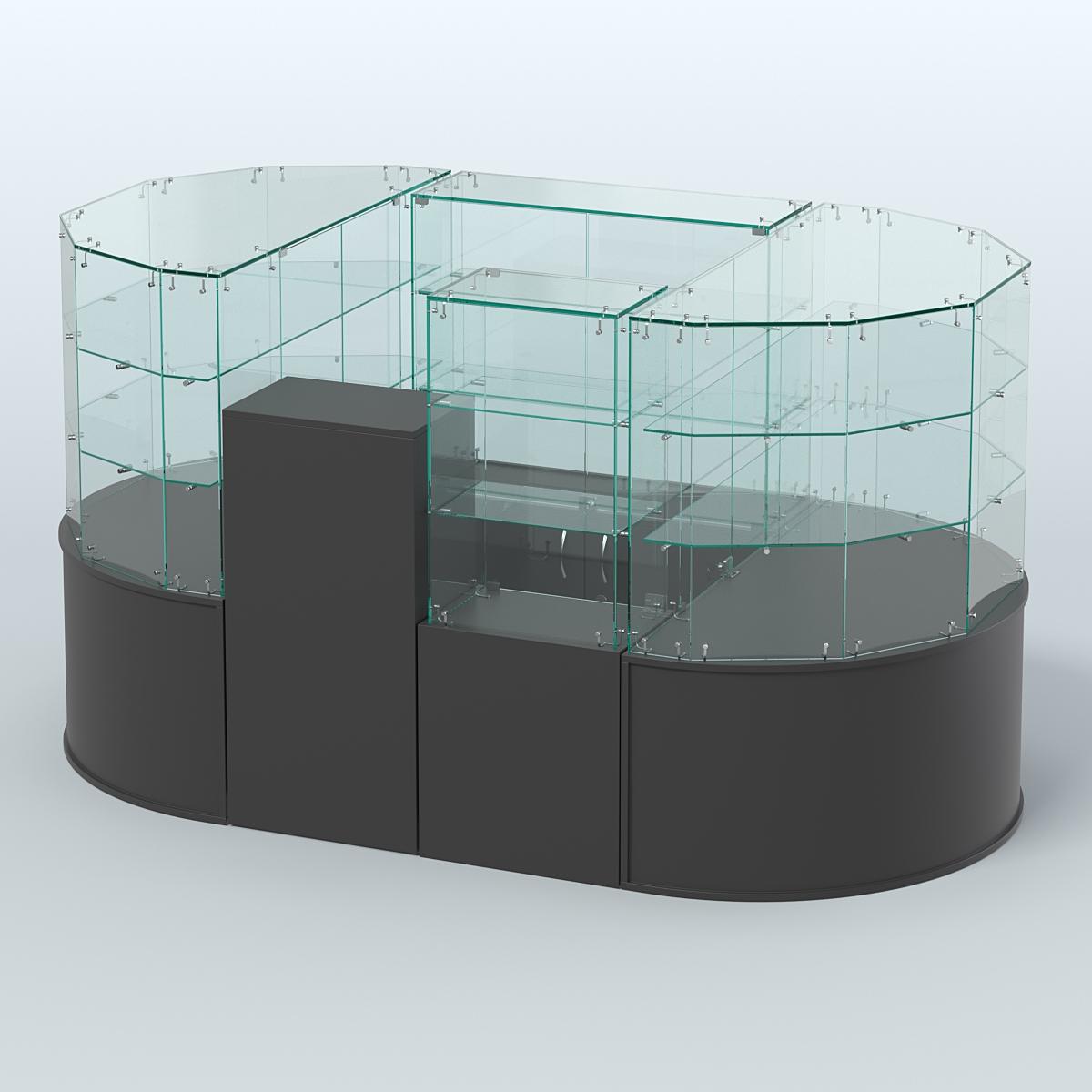 Круглый стеклянный островок-павильон серии КОЛЬЦО с радиусными углами №1 Черный