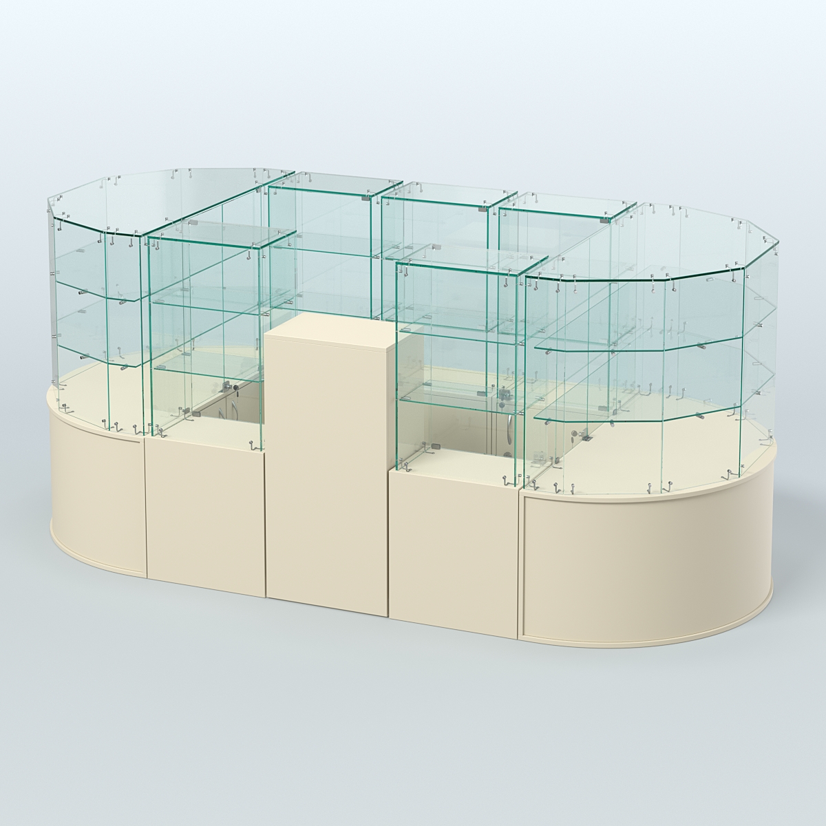 Круглый стеклянный островок-павильон серии КОЛЬЦО овальный №2 Крем Вайс