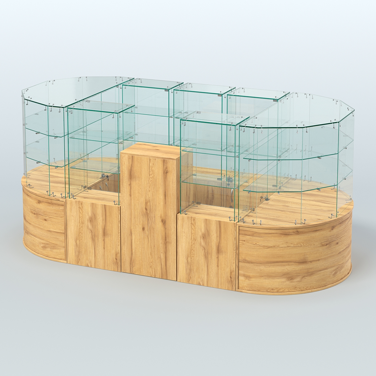 Круглый стеклянный островок-павильон серии КОЛЬЦО овальный №2 Дуб Золотистый