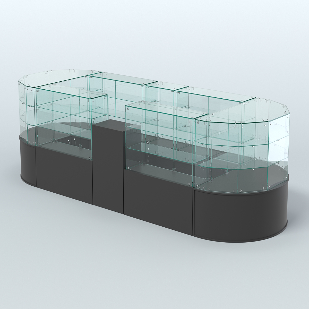 Круглый стеклянный островок-павильон серии КОЛЬЦО вытянутый №3 Черный