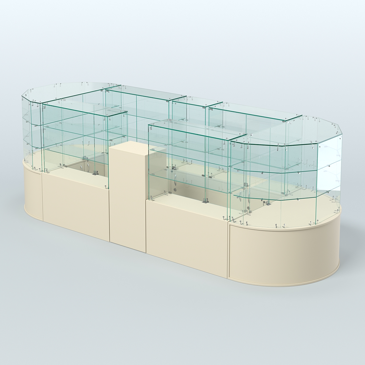 Круглый стеклянный островок-павильон серии КОЛЬЦО вытянутый №3 Крем Вайс