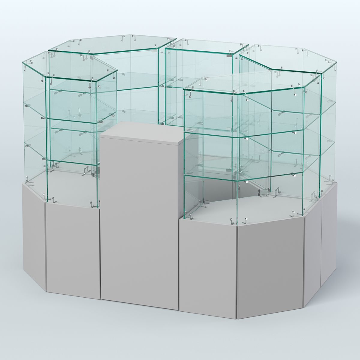 Стеклянный островок-павильон серии КОЛЬЦО шестигранный №4 Серый