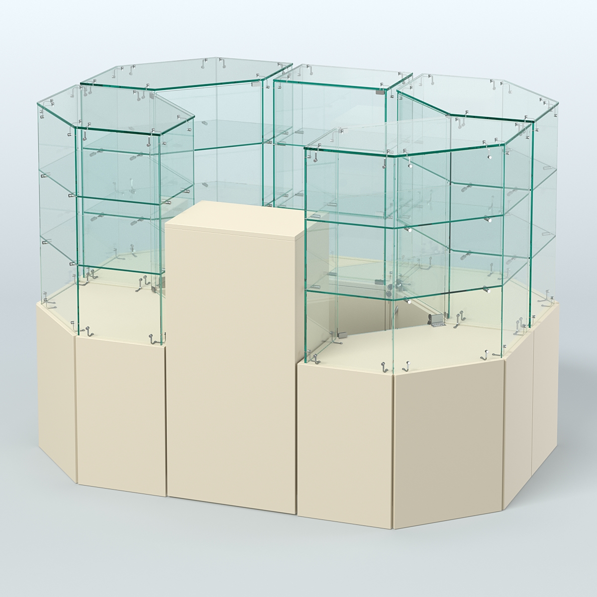 Стеклянный островок-павильон серии КОЛЬЦО шестигранный №4 Крем Вайс
