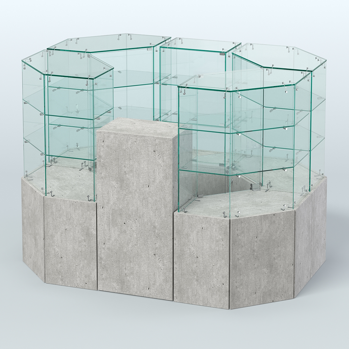 Стеклянный островок-павильон серии КОЛЬЦО шестигранный №4 Метрополитан Грей