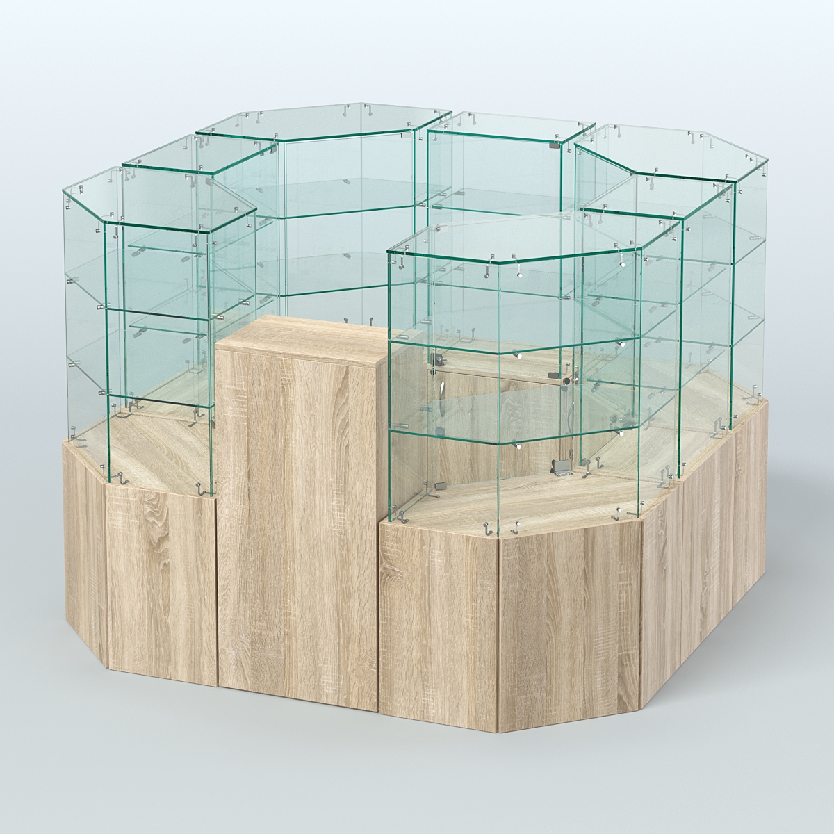 Стеклянный островок-павильон серии КОЛЬЦО квадратный №5 Дуб сонома
