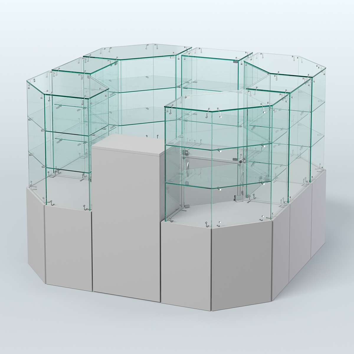 Стеклянный островок-павильон серии КОЛЬЦО квадратный №5 Серый