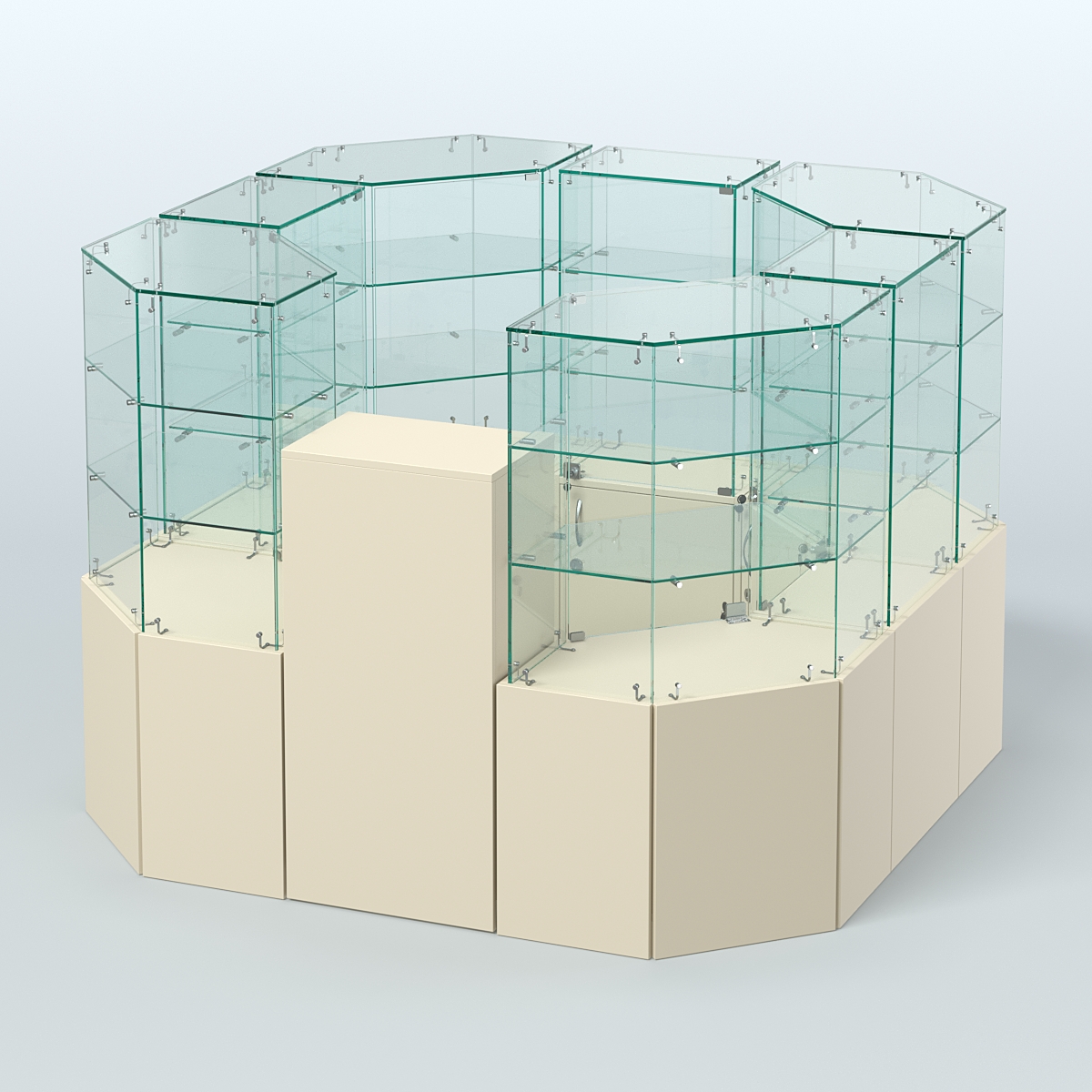Стеклянный островок-павильон серии КОЛЬЦО квадратный №5 Крем Вайс