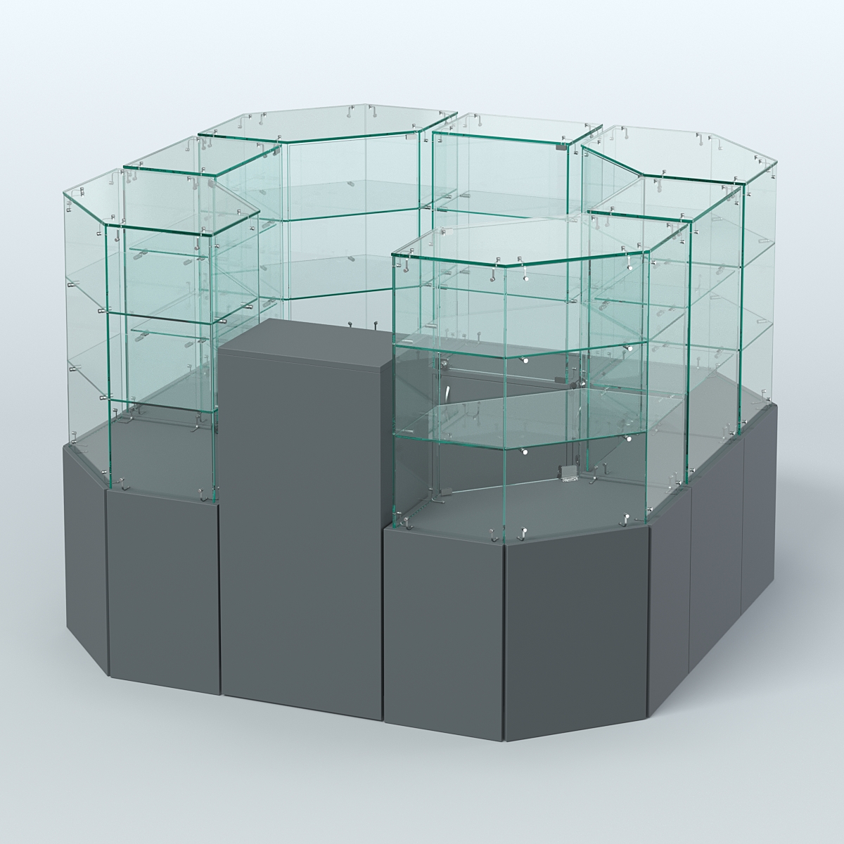 Стеклянный островок-павильон серии КОЛЬЦО квадратный №5 Темно-Серый