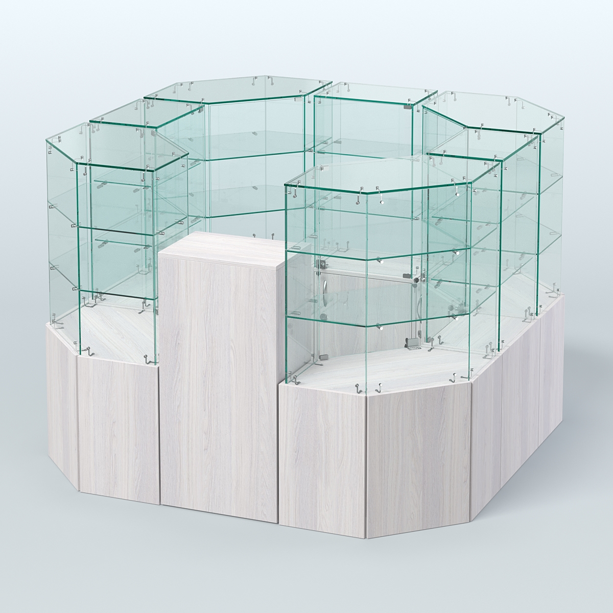 Стеклянный островок-павильон серии КОЛЬЦО квадратный №5 Ясень Анкор светлый