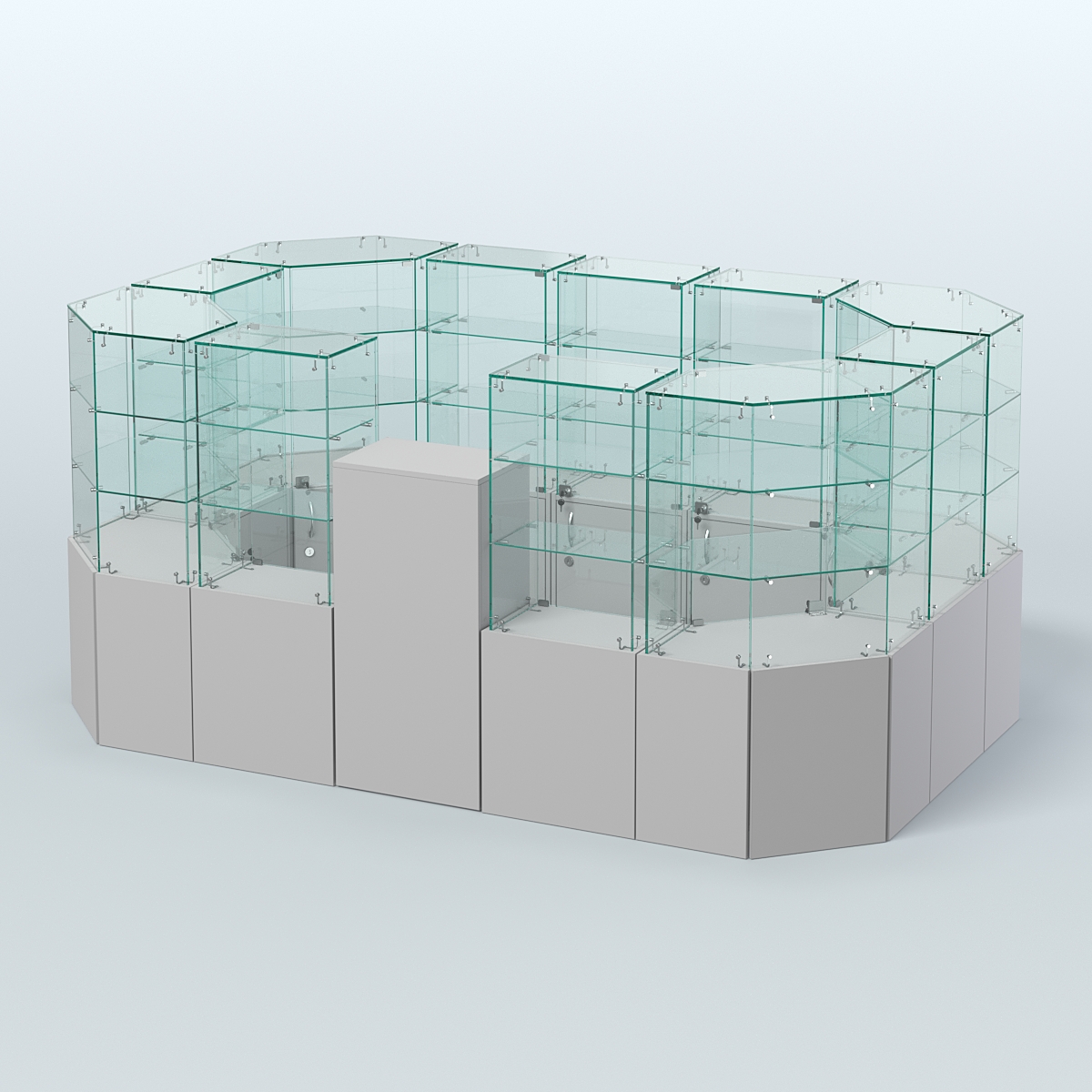 Стеклянный островок-павильон серии КОЛЬЦО прямоугольный №6 Серый