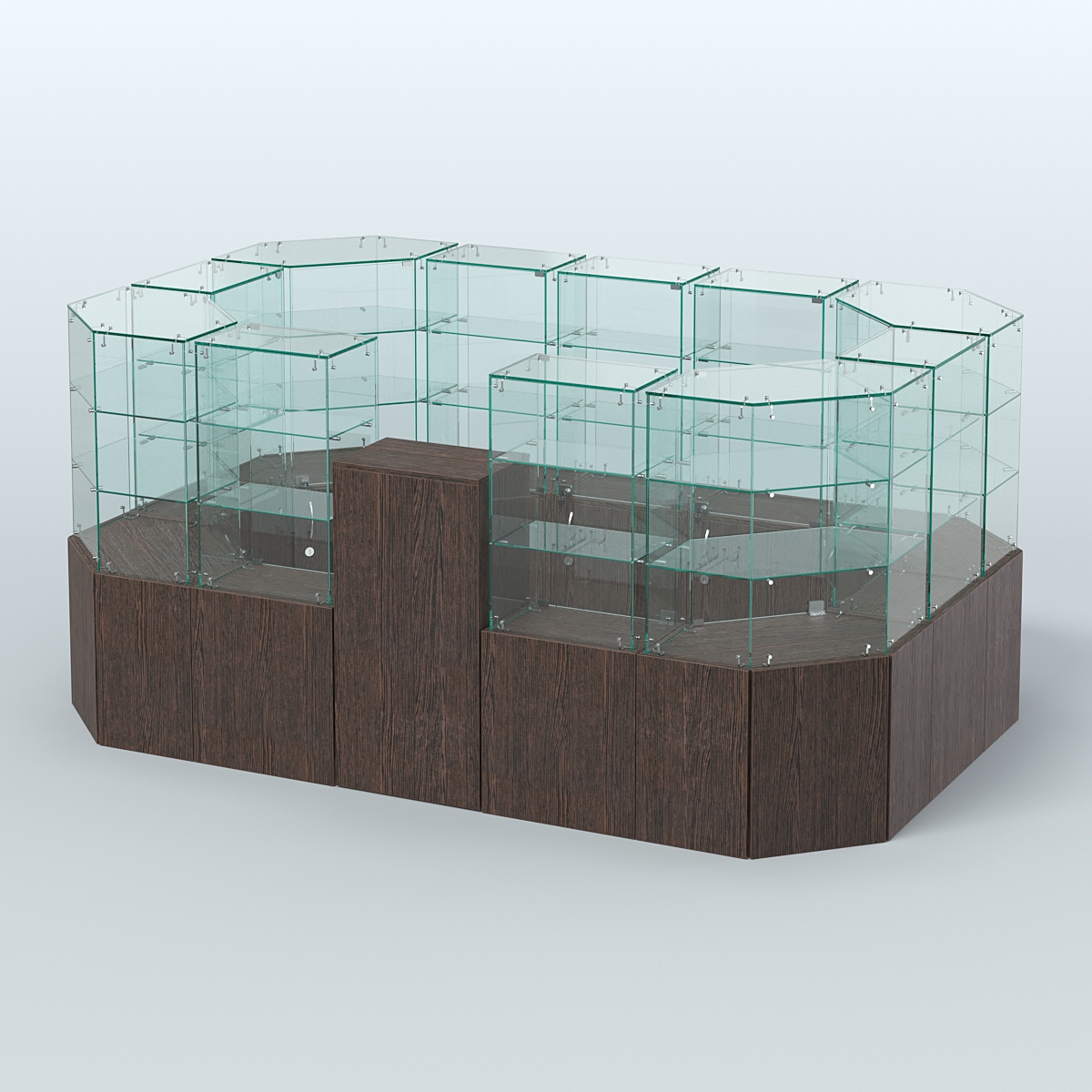 Стеклянный островок-павильон серии КОЛЬЦО прямоугольный №6 Дуб Венге