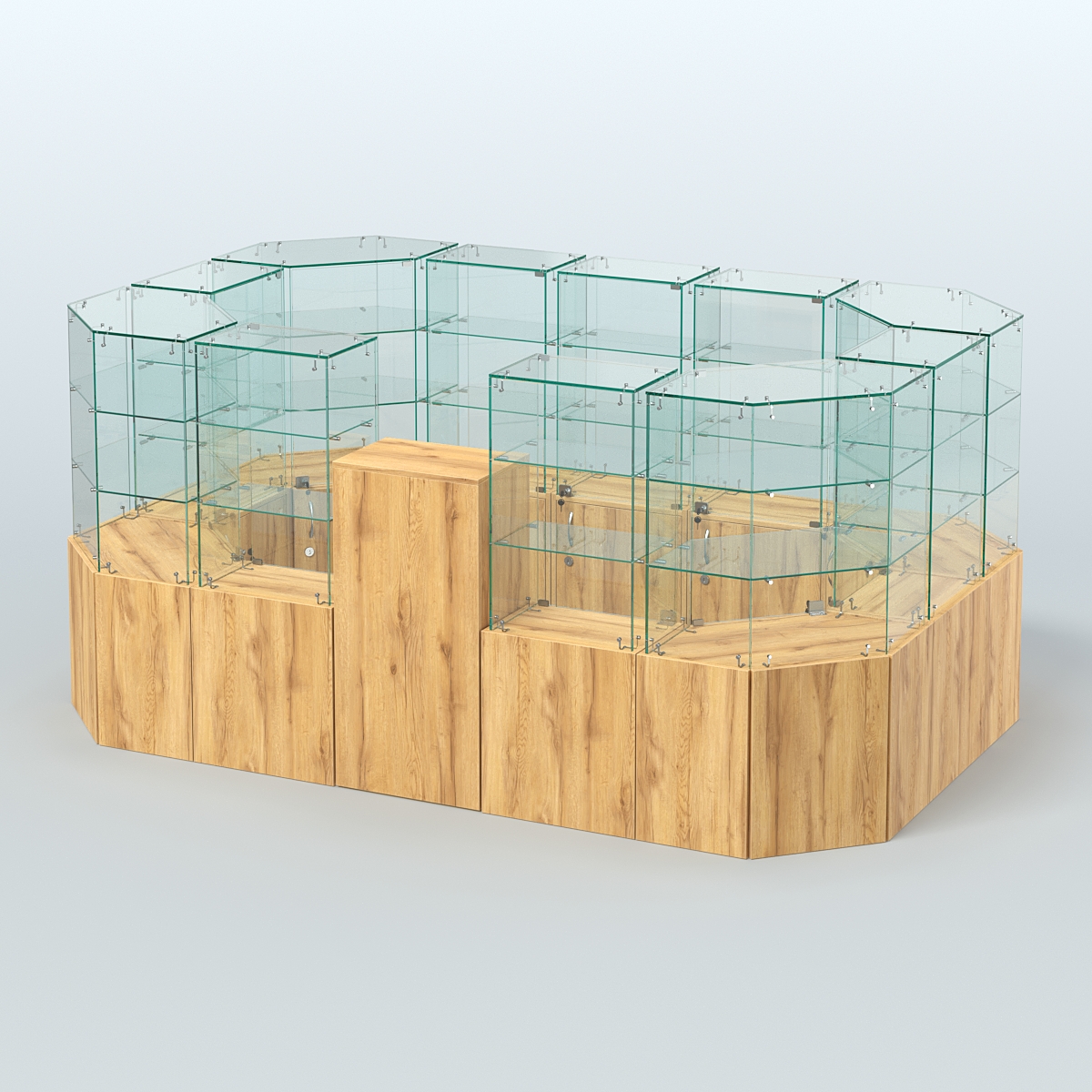 Стеклянный островок-павильон серии КОЛЬЦО прямоугольный №6 Дуб Золотистый