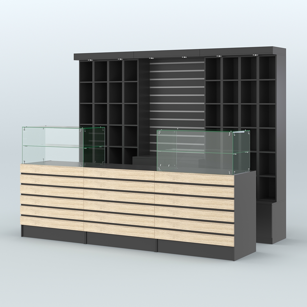 Торговая точка для чая, кофе и выпечки №1 Черный + Дуб Сонома