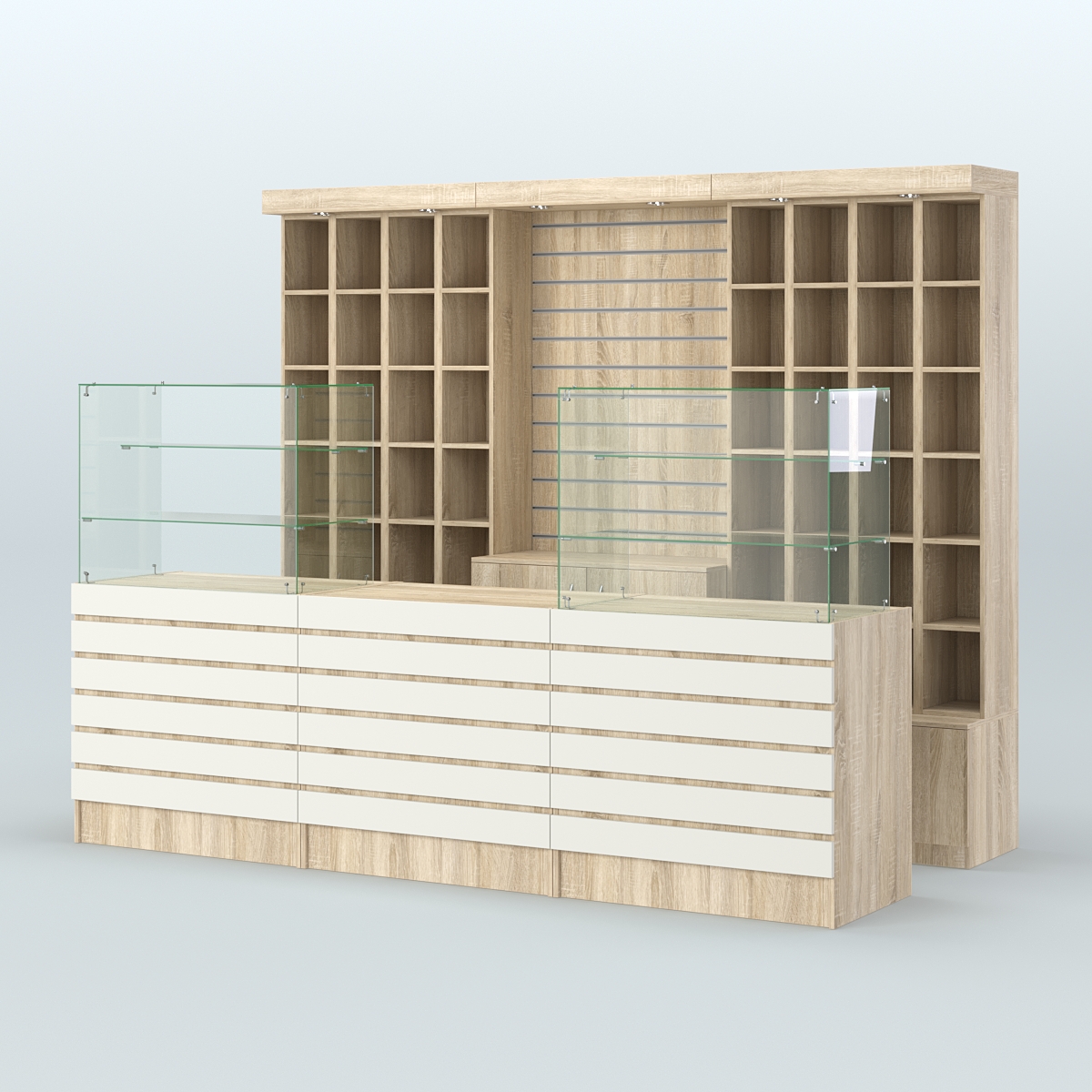 Торговая точка для чая, кофе и выпечки №2 Дуб Сонома + Белый